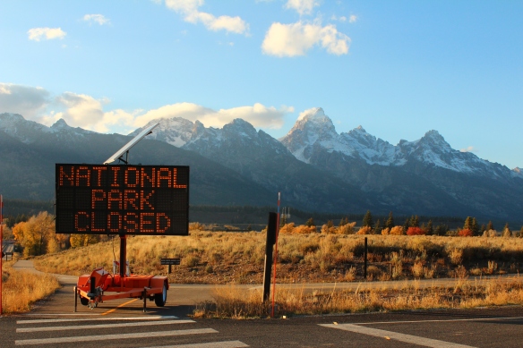 Road blocked at Grand Teton National Park during the government shutdown. Photo by Gemina Garland-Lewis. 